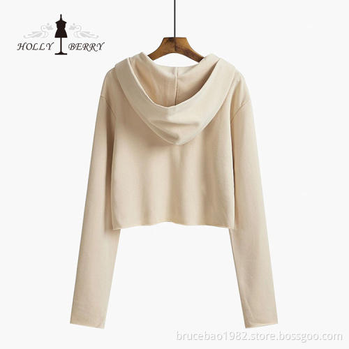 Fashion Oversized Plain Womens Short Sweatshirts Pullover Hoodies